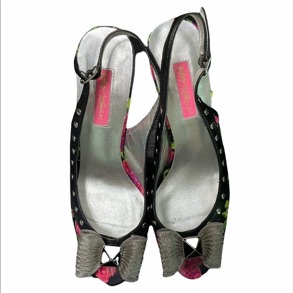 Betsey Johnson platform peep toe floral pumps 7.5 - Picture 3 of 10